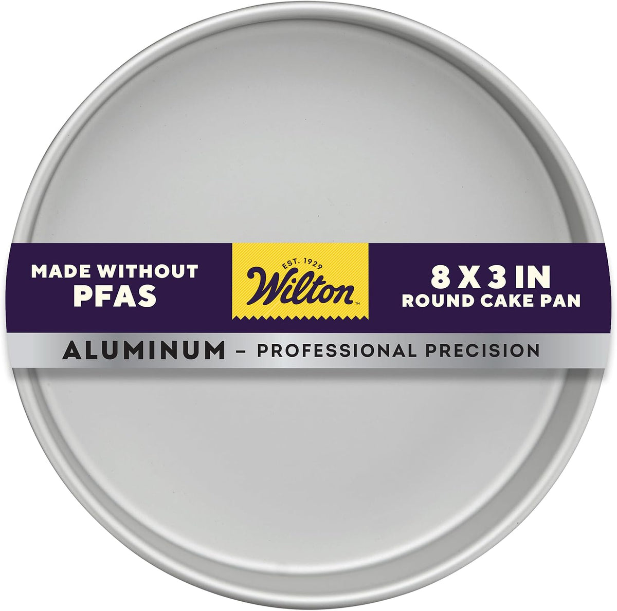 Wilton Aluminum Round Cake Pan, Made Without PFAS, 8 x 3 in