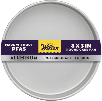 Wilton Aluminum Round Cake Pan, Made Without PFAS, 8 x 3 in