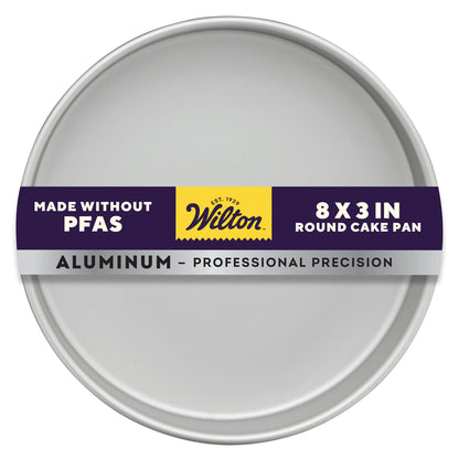 Wilton Aluminum Round Cake Pan, Made Without PFAS, 8 x 3 in