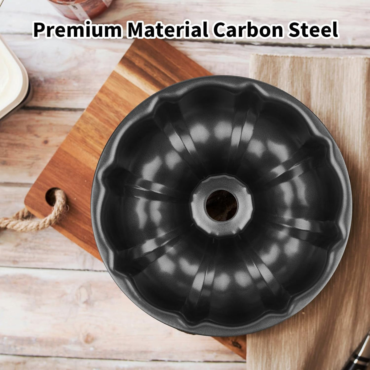Novery 9.5" Non-Stick Carbon Steel Fluted Tube Cake Pan
