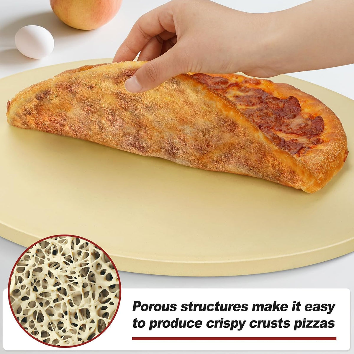 Round Pizza Stone for Grill and Oven- 15 inch Baking Stone(Beige)