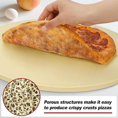 Round Pizza Stone for Grill and Oven- 15 inch Baking Stone(Beige)