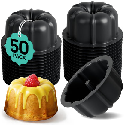 O'CREME Mini Cake Pan Silicone Baking Mold, Reusable Bakeable Silicone Molds for Jello and Desserts, Non-Stick BPA-Free, Moldes para Flan, Moldes Para Gelatinas, Mini Flan Molds, 25 Pack