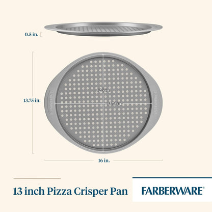 Farberware Nonstick Bakeware Round Pizza/Crisper Pan, 13 Inch, Gray