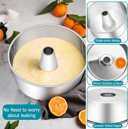 E-far 10-Inch Angel Food Cake Pan, Stainless Steel Tube Pan for Baking