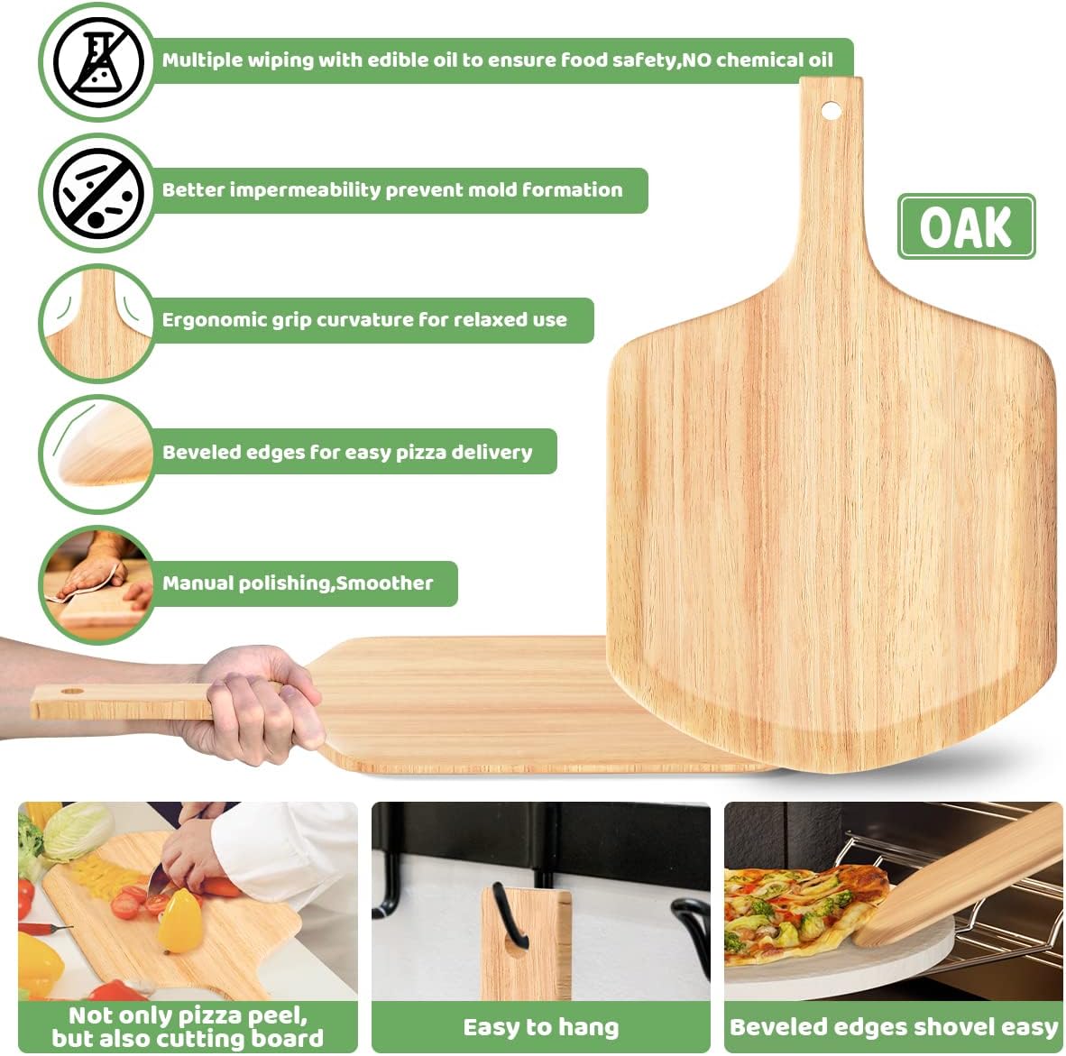 Gyreuni 16''Pizza Stone for Oven and Grill with Pizza Peel,Baking Stone set