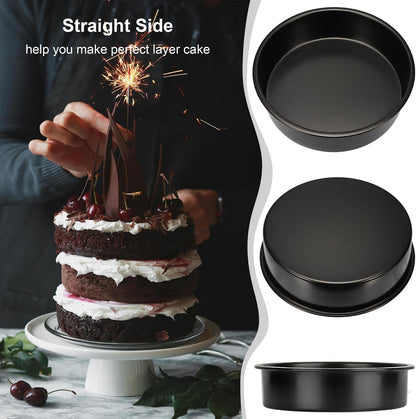 8 Inch Cake Pan, 3PCS Nonstick Baking Pans Set with 100PCS Parchment Paper