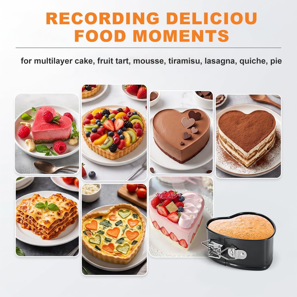 4" 7" 9" Springform Pan Set of 3, Non-Stick Heart Shaped Cake Pans, Leakproof Cheesecake Pans with Removable Bottom & Quick Release Latch for Baking, Birthday & Wedding