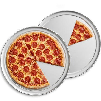 18 Inch Aluminum Pizza Pan with Wide Rim – Heavy Duty 18 Gauge Restaurant Grade Pizza Tray for Baking, Serving & Commercial Kitchens, Oven Safe Round Pizza Pan (Pack of 2)