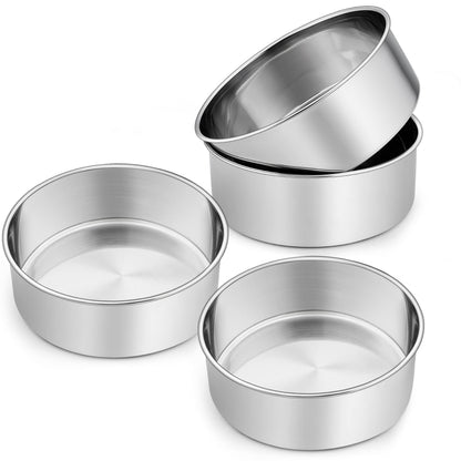 P&P CHEF 8 Inch Cake Pans Set, 2Pcs Stainless Steel Round Baking Pan