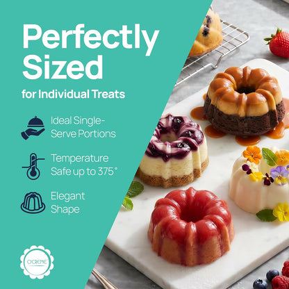 O'CREME Mini Cake Pan Silicone Baking Mold, Reusable Bakeable Silicone Molds for Jello and Desserts, Non-Stick BPA-Free, Moldes para Flan, Moldes Para Gelatinas, Mini Flan Molds, 25 Pack