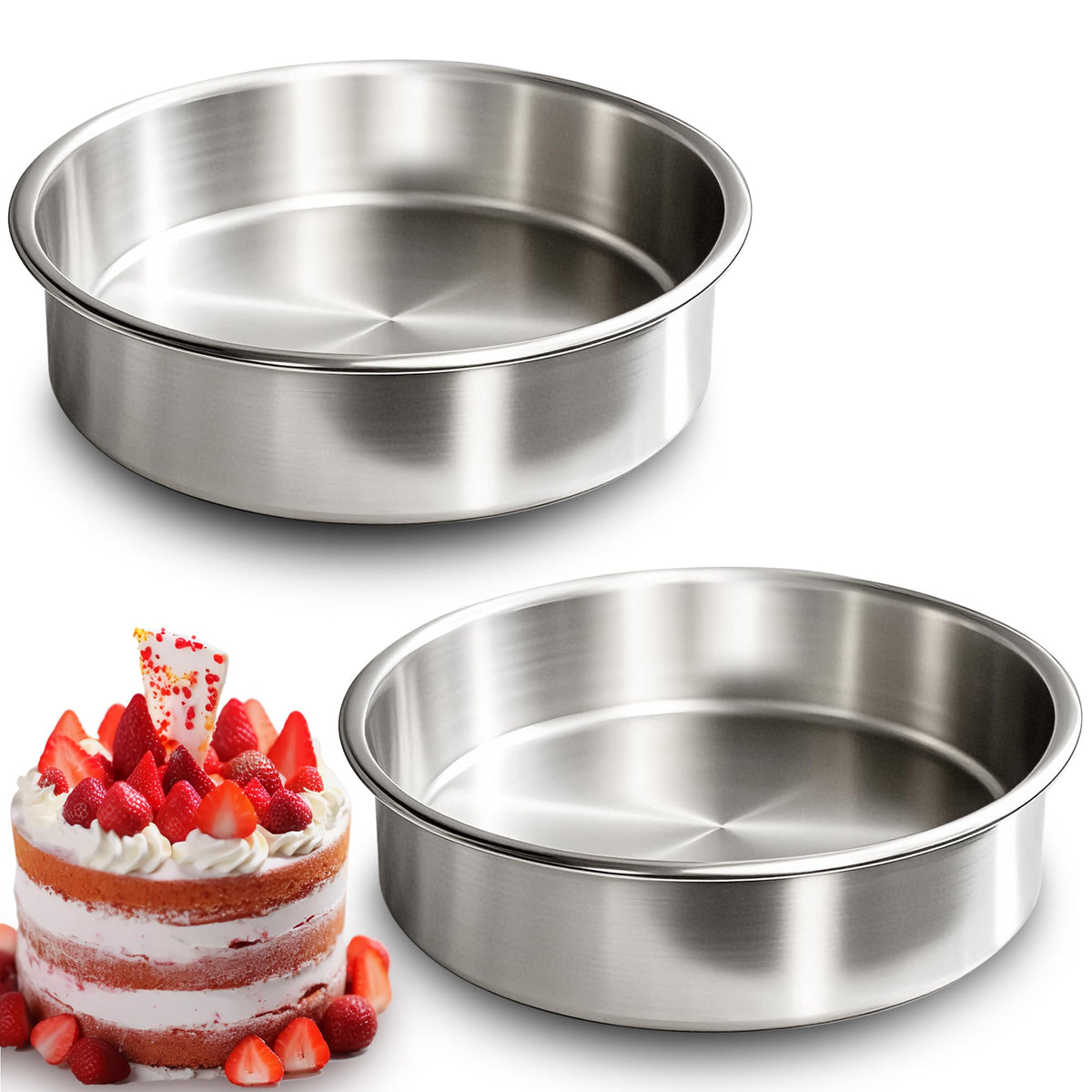 9 Inch Round Cake Pans Set of 2 with 100 Pieces Parchment Paper