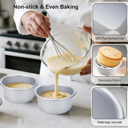 4 Inch Cake Pan Set of 8, Aluminum Mini Cake Pans & 100PCS Parchment Paper
