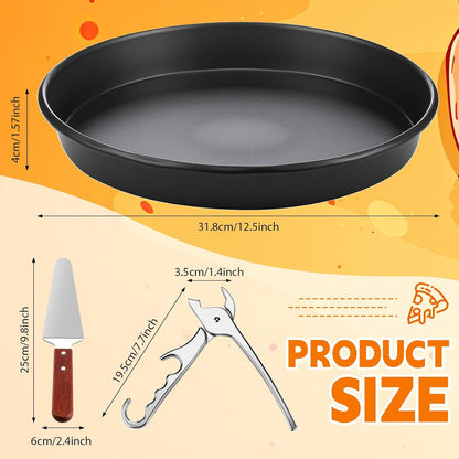 Reallnaive 3 Pcs Pizza Pan Set 12 Inch Deep with Spatula and Gripper