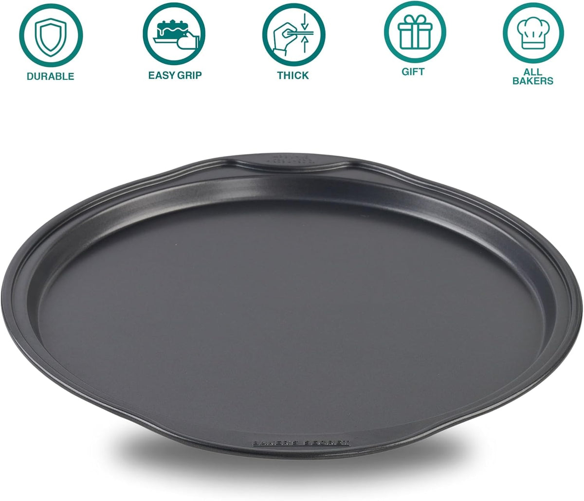 Baker's Secret Nonstick Pizza Pan for Oven 12.5", Carbon Steel Pizza Baking Pan, Non-stick Bakeware Food-Grade Coating For Easy Release Dishwasher Safe - The Classic Collection