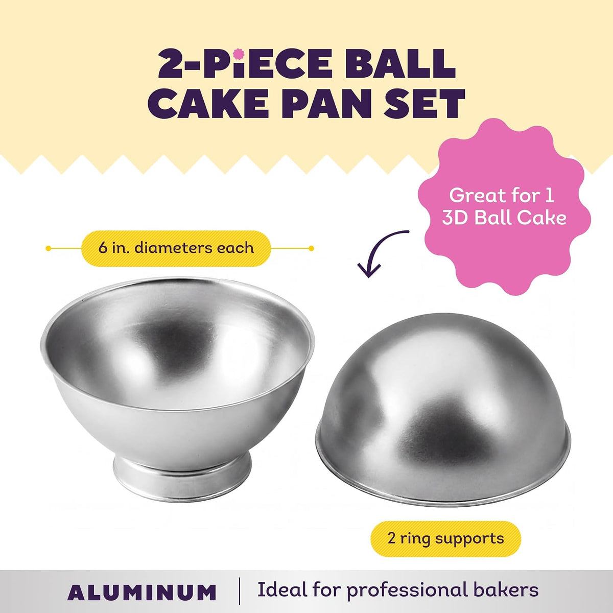 Wilton Aluminum 3D Sports Ball Cake Pan Set, Made Without PFAS