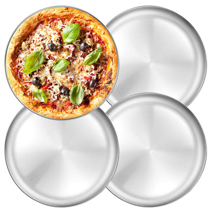Deedro Stainless Steel Pizza Pan 13½ Inch, Round Pizza Oven Tray, 2 Pack