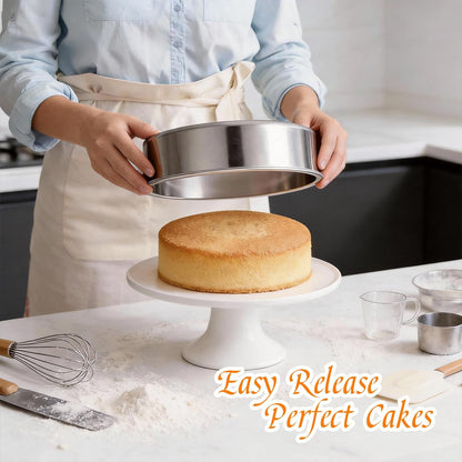 tifanso 3PCS 8" Round Stainless Steel Even Heating Cake Pans for Baking