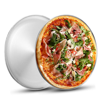 Deedro Stainless Steel Pizza Pan 13½ Inch, Round Pizza Oven Tray, 2 Pack