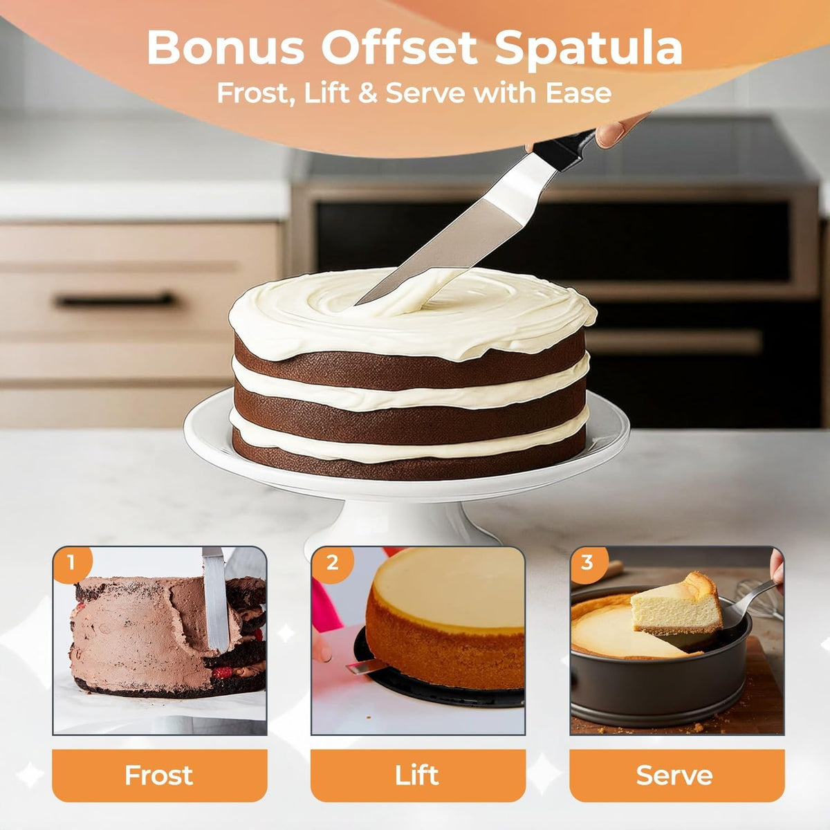 RFAQK 9 Inch Springform Pan Nonstick Leakproof - Spring Form Pan for Cheesecake with Removable Bottom, Include Spatula & 50pcs Parchment Paper, Recipe E-Book - Ideal for Baking Cakes, Pizzas, & More!
