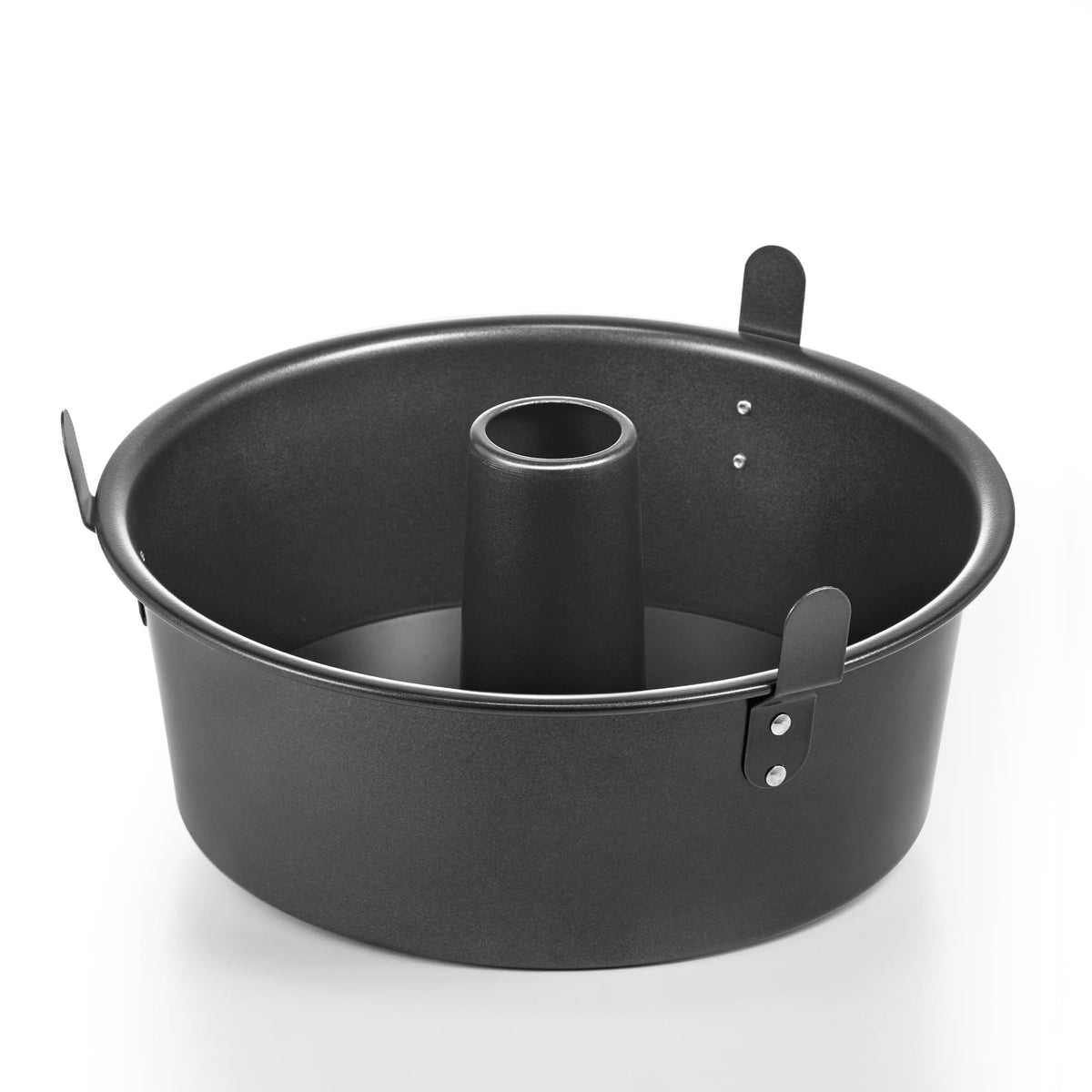 HONGBAKE Angel Food Cake Pan with Removable Bottom, 10 Inch Tube Pan, Nonstick Pound Cake Pans for Baking, Chiffon Cake Mold, 16-Cup, Heavy Duty - Dark Grey