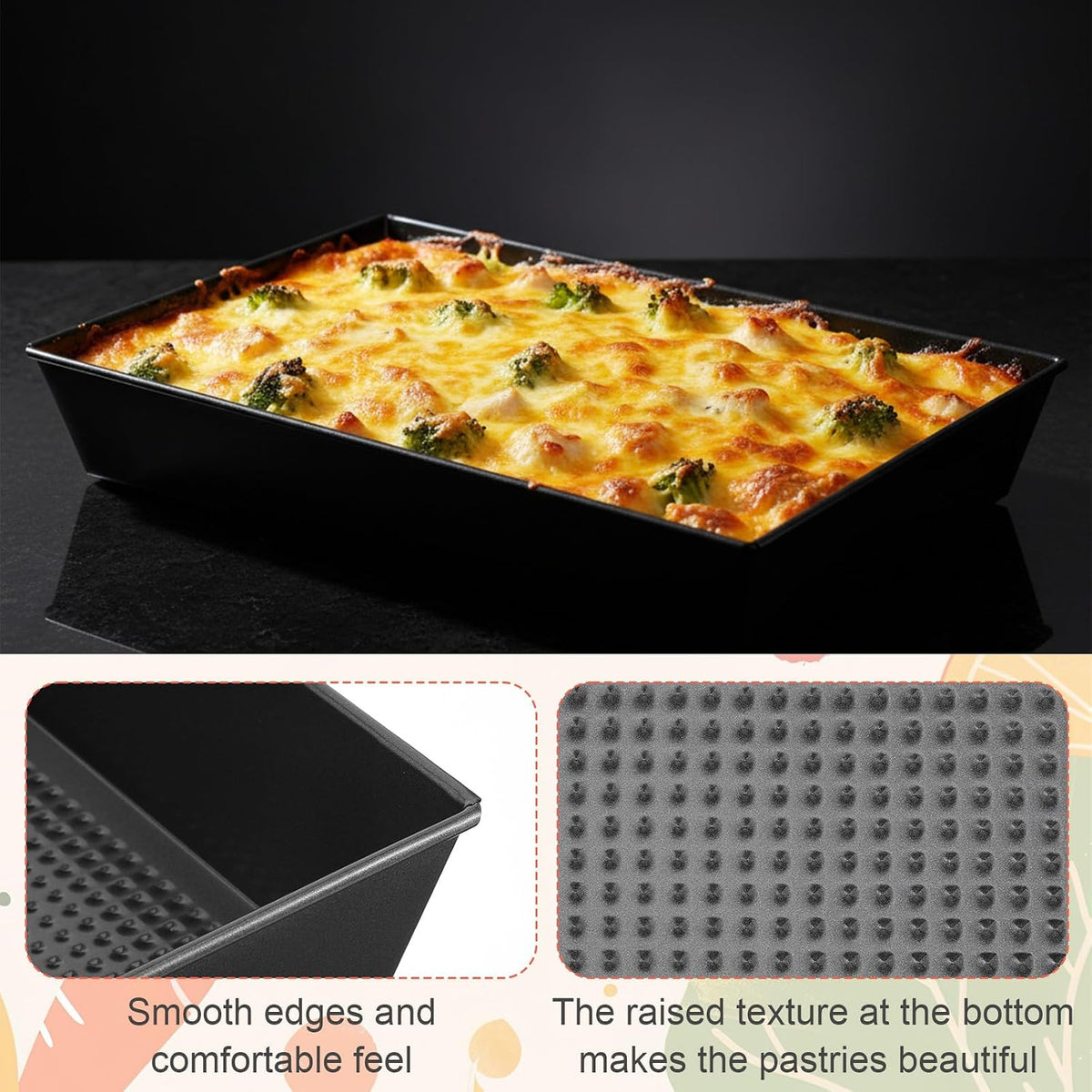 Kifmurase 3 Pack Detroit Style Pizza Pan Rectangle Deep Dish Pizza Pans