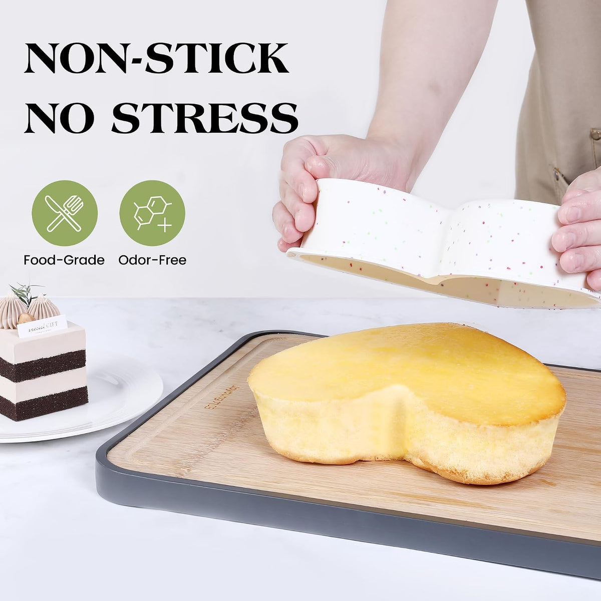 10 Inch Heart Shaped Cake Pans Silicone for Baking, 2 Pcs