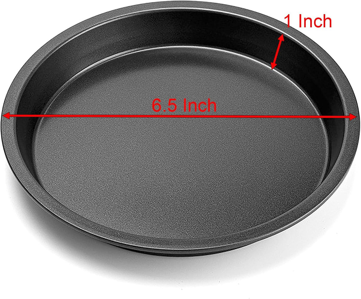Pizza Pan, 6.5 Inch Round Black Iron Skillet with Nonstick Coating for Cooking and Baking Pizza, Cookie, Roast Meat, Baking Cake, Bread and other Foods (6 inch)
