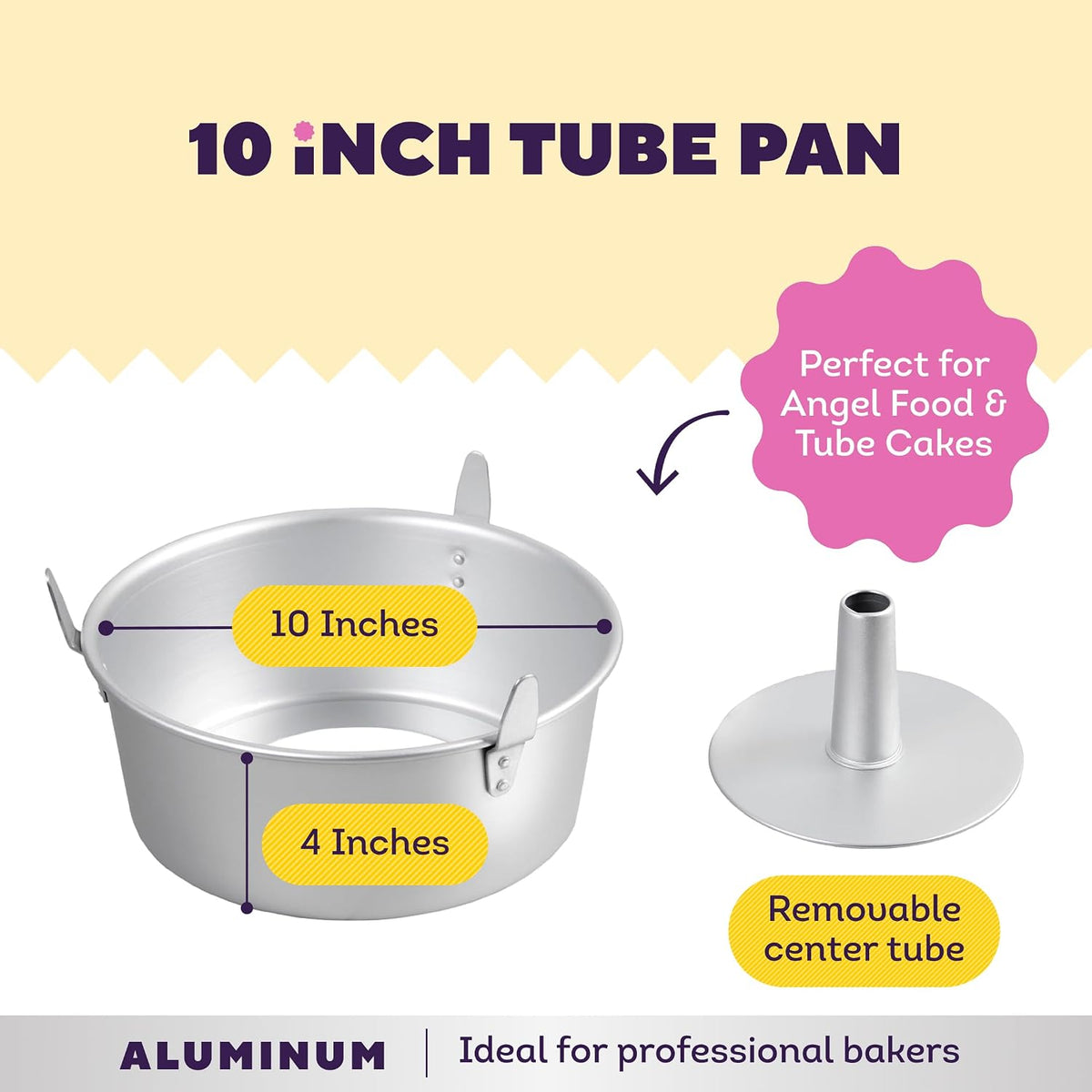 Wilton Aluminum Angel Food Tube Cake Pan, Made Without PFAS, 10 in.