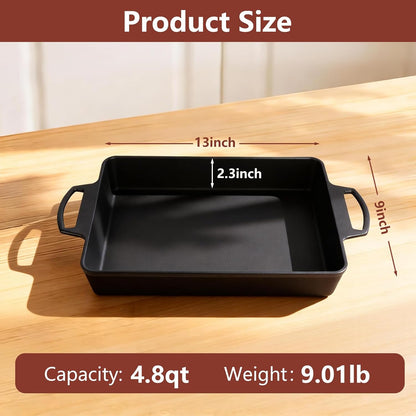 KEESHA 9x13 Inch Cast Iron Detroit Pizza Pan