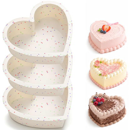 8 Inch Heart Shaped Cake Pans for Baking, Set of 3