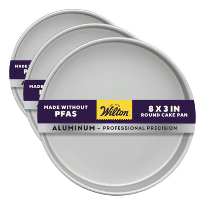 Wilton Aluminum Round Cake Pan, Made Without PFAS, 8 x 3 in