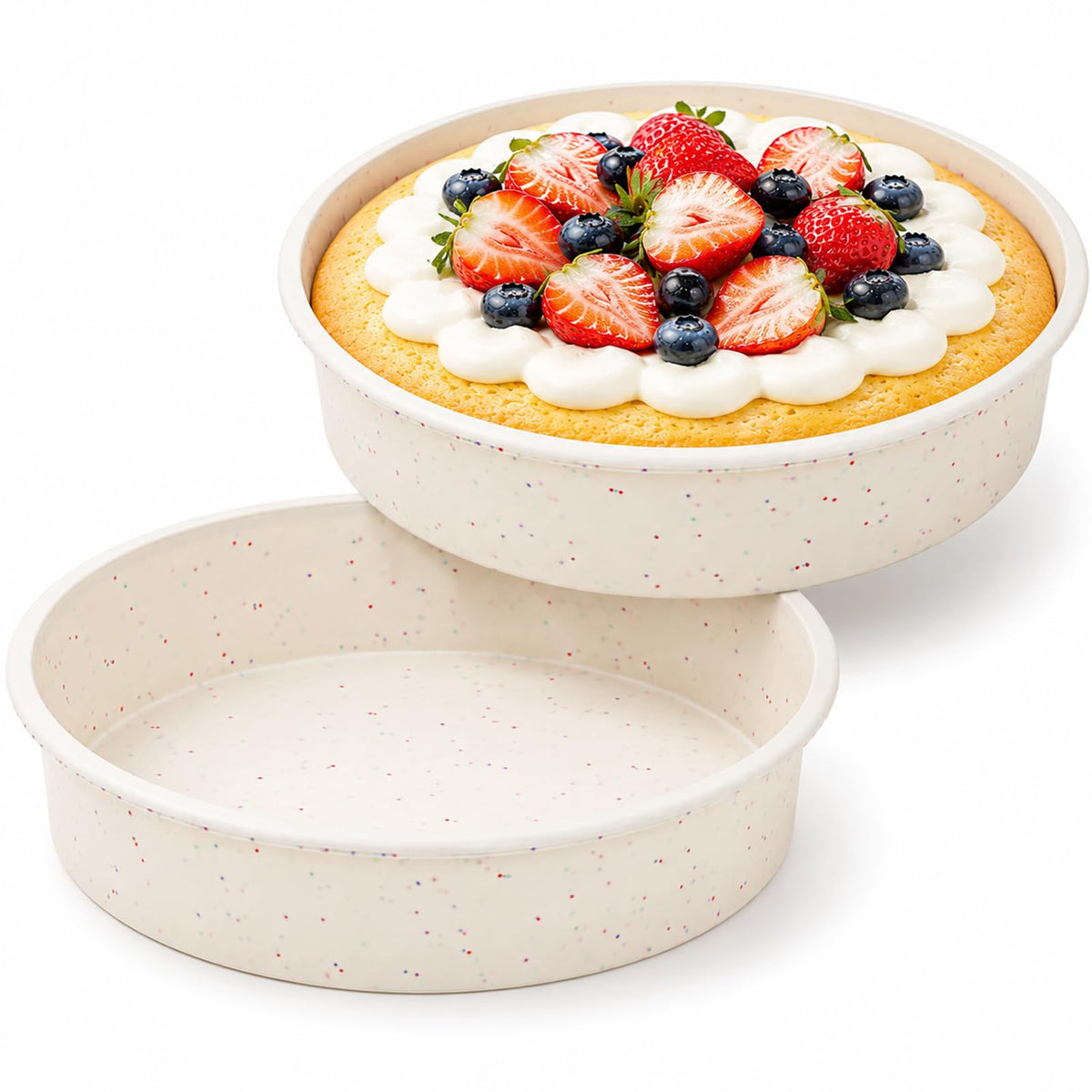Vinino 6 Inch Round Cake Pan Set, 3 Pack Silicone Mold with Metal Frame