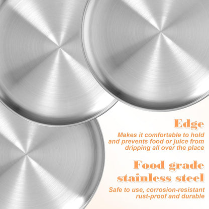 8 Pieces 10 Inch Pizza Pan Bulk Stainless Steel Pizza Tray Round Pizzas Oven Baking Pans Tray for Oven Baking Home Kitchen Restaurant, Dishwasher Safe & Easy Clean, Silver