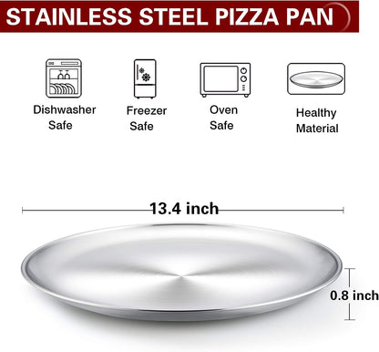 TeamFar Pizza Pan, 13.4 inch Stainless Steel Large Pizza Pan Tray