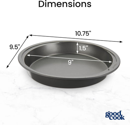 GoodCook Everyday Nonstick Steel Round Cake Pan, 9-Inch, Gray