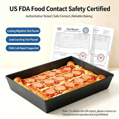Detroit Style Pizza Pan 10x14x2.5 (Non-Stick, BPA & PFOA Free) Heat-Resistant Up to 500°F, Pre-Seasoned Authentic Hard Anodized Detroit Deep Dish Pizza Pan, Five-Year Free -Replacement