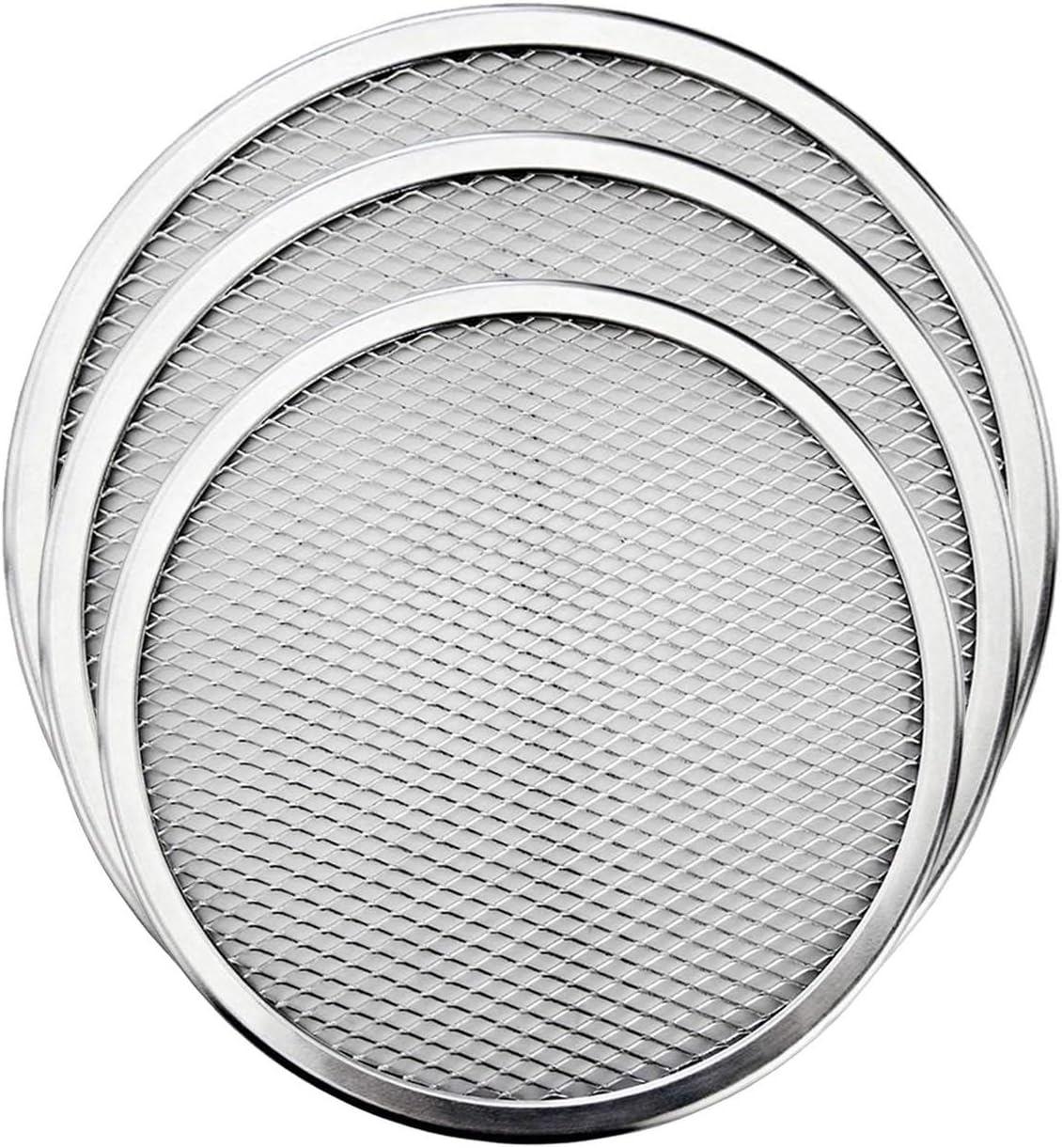 KWOLYKIM Pizza Screen, 3PCS Aluminum Alloy Seamless Pizza Screen Non Stick Mesh Net Baking Tray Cookware Kitchen Tool For Oven, BBQ 10 inch and 12 inch,14 inch