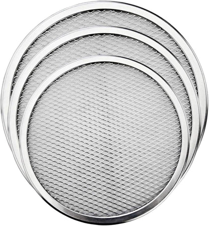 KWOLYKIM Pizza Screen, 3PCS Aluminum Alloy Seamless Pizza Screen Non Stick Mesh Net Baking Tray Cookware Kitchen Tool For Oven, BBQ 10 inch and 12 inch,14 inch