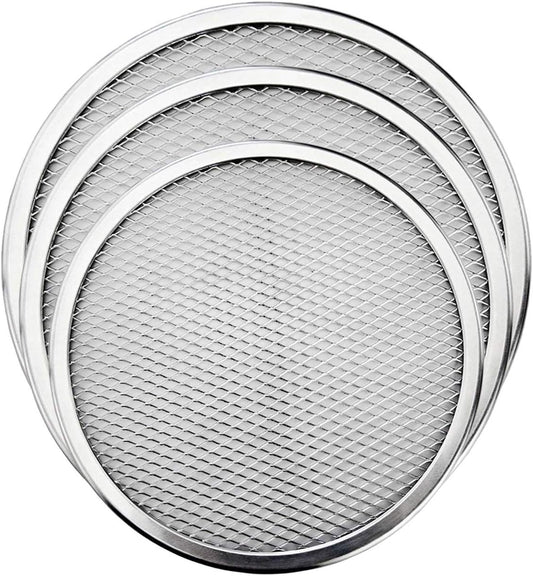 KWOLYKIM Pizza Screen, 3PCS Aluminum Alloy Seamless Pizza Screen Non Stick Mesh Net Baking Tray Cookware Kitchen Tool For Oven, BBQ 10 inch and 12 inch,14 inch