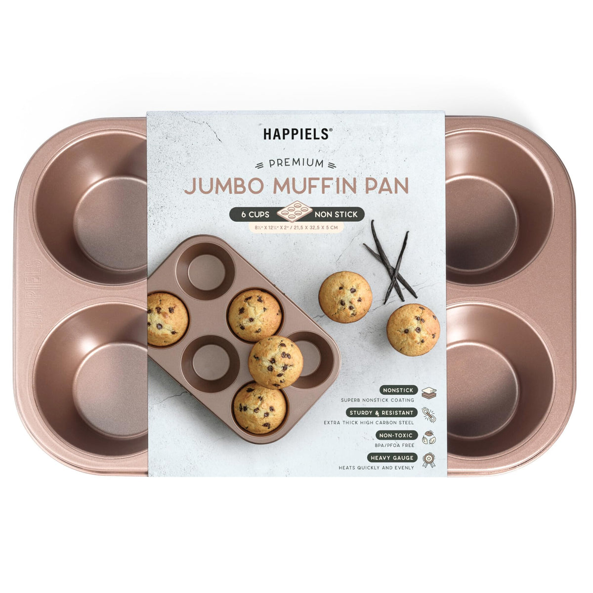 HAPPIELS 9 inch Raund Cake Pan 2 Pack Nonstick, PFOA & BPA Free