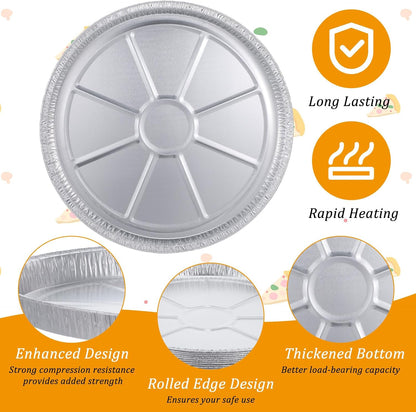 Kifmurase 30PCS Round Disposable Foil Pizza Pans, 11 Inch Large Size Focaccia Pan, Round Foil Serving Trays for Pizzas Cake Bread Chip Cookie, Disposable Aluminum Tin Plate for Freezer & OvenFoil