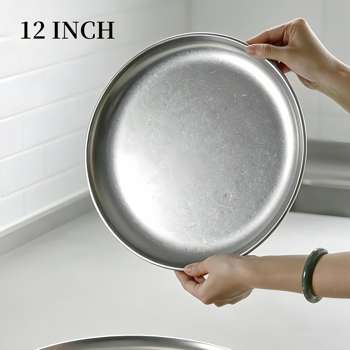 2 Pack 12 Inch Pizza Pan for Oven Large Stainless Steel Baking Tray