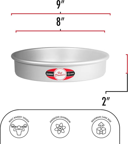 Fat Daddio's Anodized Aluminum Round Cake Pans, 2 Piece Set, 8 x 2 Inch
