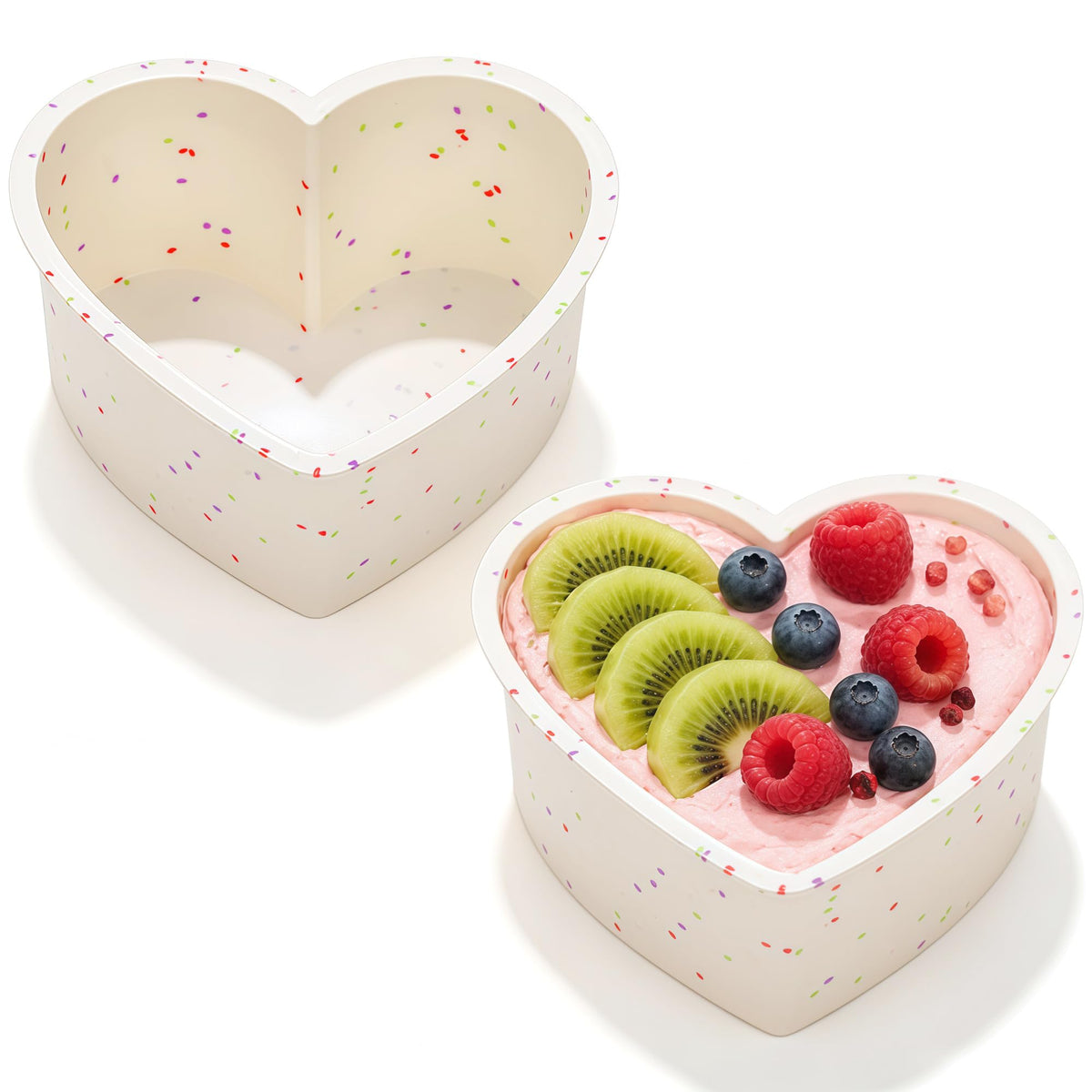 10 Inch Heart Shaped Cake Pans Silicone for Baking, 2 Pcs
