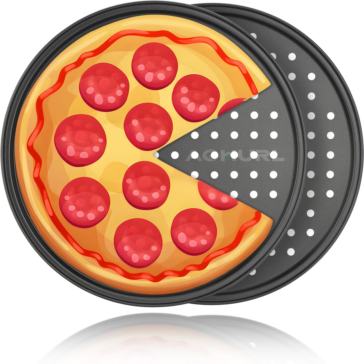 9 inch Pizza Pans with Holes, Nonstick Pizza Tray, 2-Pack