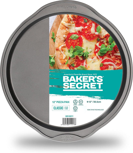 Baker's Secret Nonstick Pizza Pan for Oven 12.5", Carbon Steel Pizza Baking Pan, Non-stick Bakeware Food-Grade Coating For Easy Release Dishwasher Safe - The Classic Collection