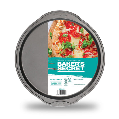 Baker's Secret Nonstick Pizza Pan for Oven 12.5", Carbon Steel Pizza Baking Pan, Non-stick Bakeware Food-Grade Coating For Easy Release Dishwasher Safe - The Classic Collection