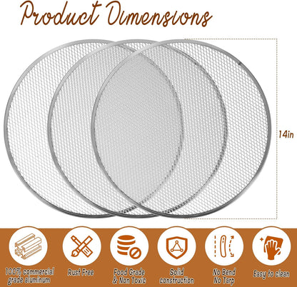 3 Pcs Pizza Screen, 14 Inch Pizza Pan for Oven, Nonstick Pizza Tray for Oven, Dishwasher Safe(3 PCS 14 inch)
