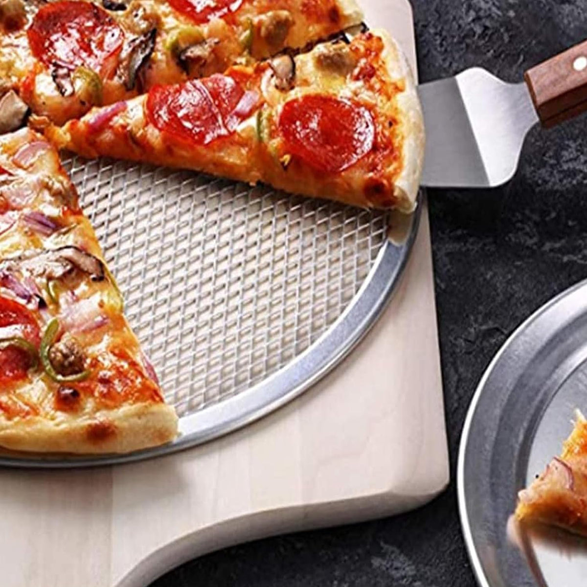 2 Pack 12-Inch Pizza Screen,Aluminum Pizza Baking Screen, Seamless